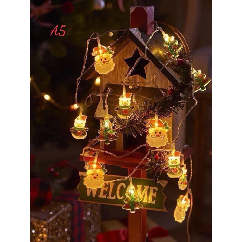 Đèn led dây hình ông già noel và người tuyết trang trí decor giáng sinh lung linh. Đèn cắm điện. - 4