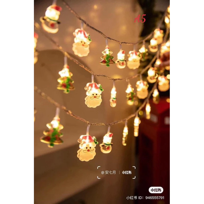 Đèn led dây hình ông già noel và người tuyết trang trí decor giáng sinh lung linh. Đèn cắm điện. - 5