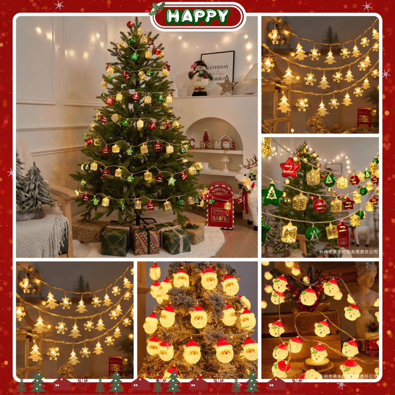 Dây Đèn LED Trang Trí NOEL 2025 - Hình Cây Thông, Ông Già Noel, Bông Tuyết, Ngôi Sao, Tuần Lộc | HAPPY DECOR
