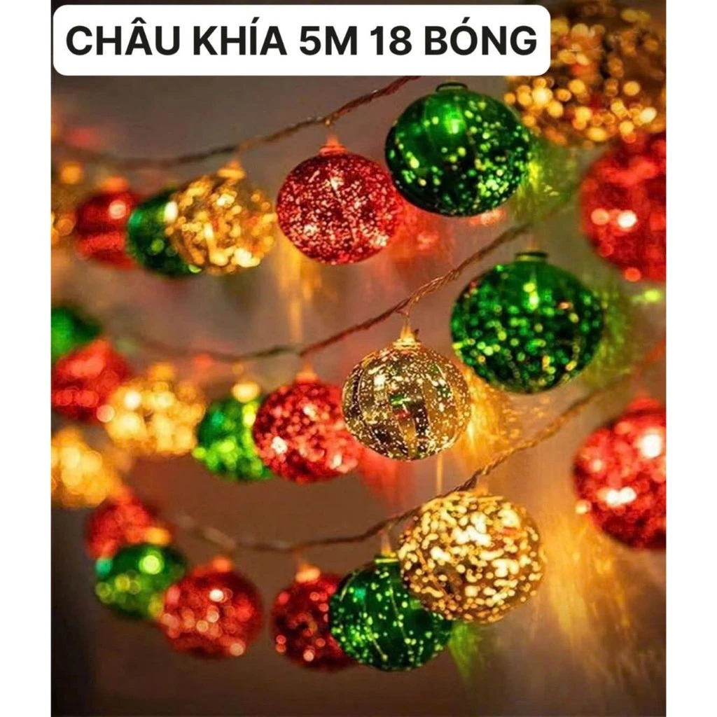 Dây Đèn Led Trang Trí Noel Cắm Điện – Ông Già Noel, Ngôi Sao, Bông Tuyết, Quả Châu Giáng Sinh - 3