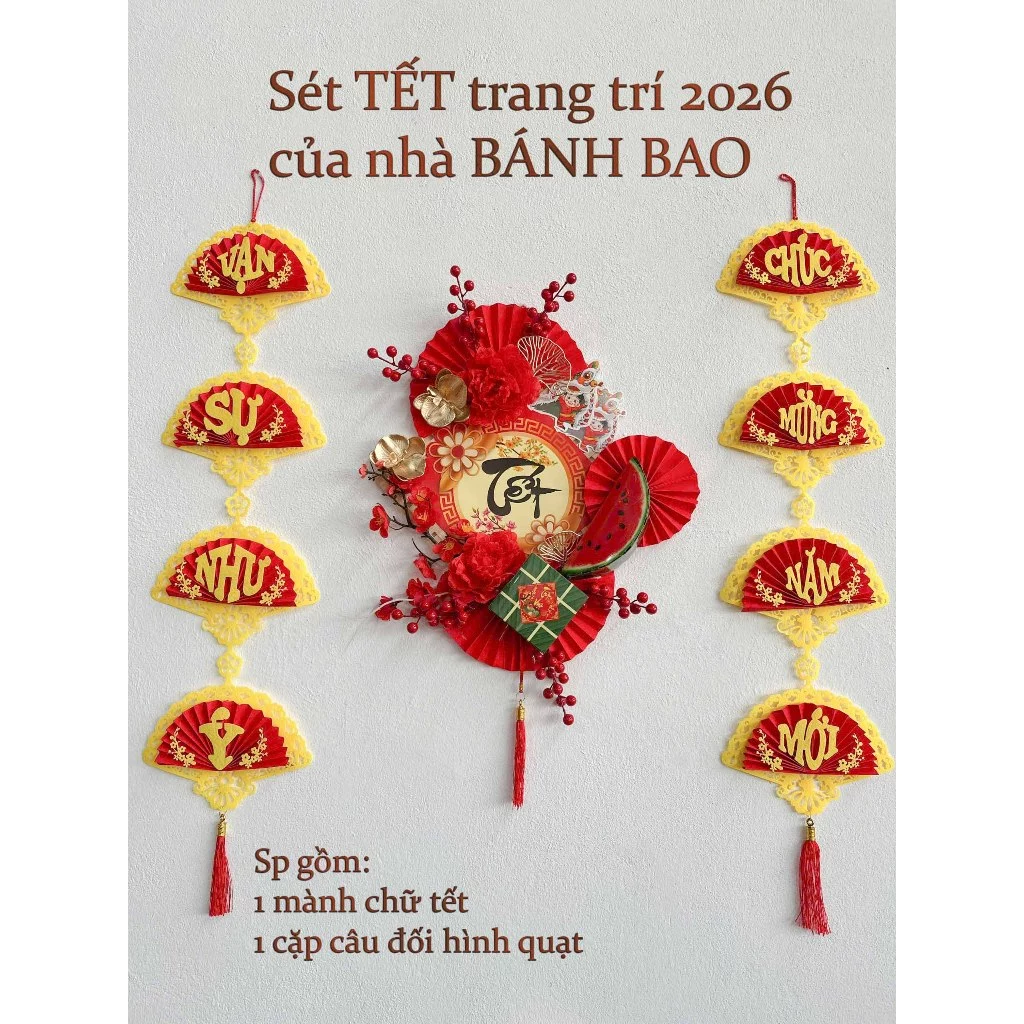set câu đối trang trí tết 2026, trang trí nhà cửa