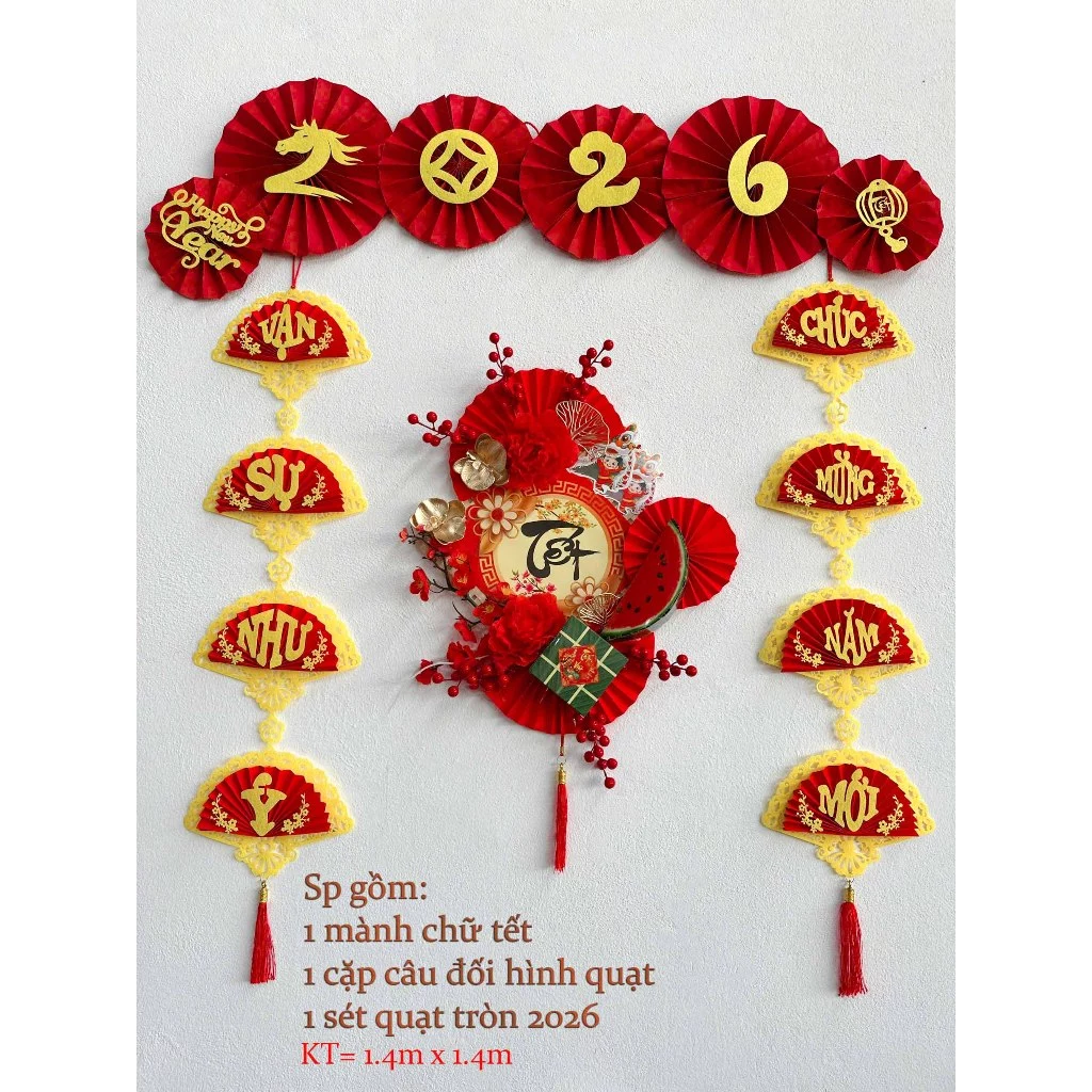 set câu đối trang trí tết 2026, trang trí nhà cửa - 2