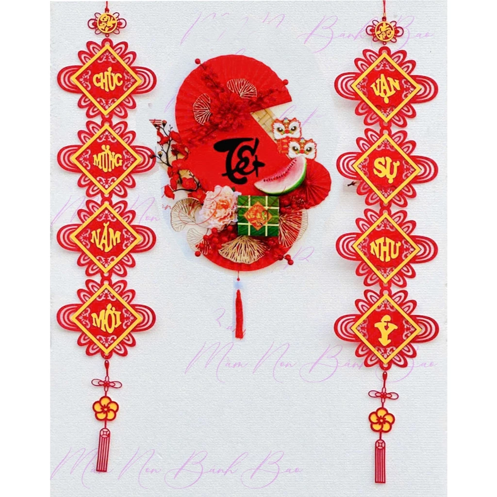 set câu đối trang trí tết 2026, trang trí nhà cửa - 3