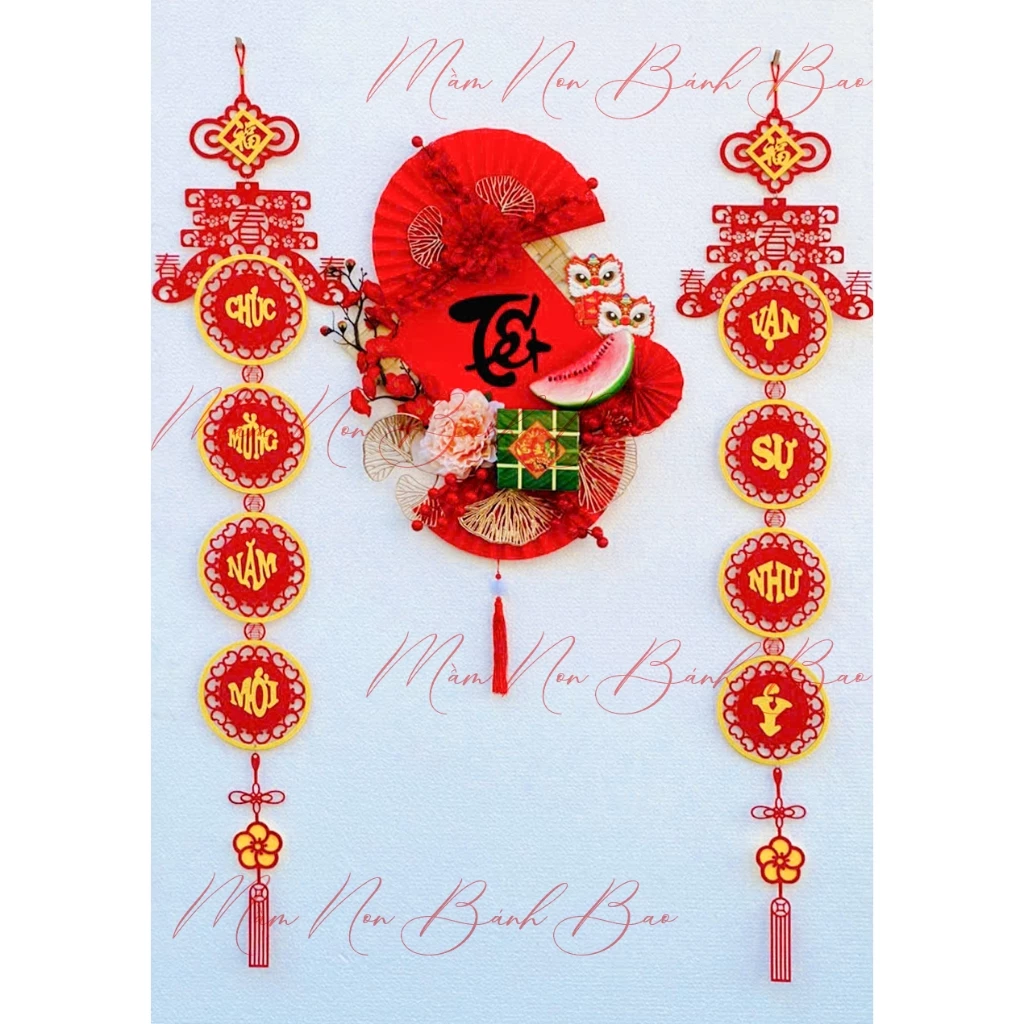 set câu đối trang trí tết 2026, trang trí nhà cửa - 4