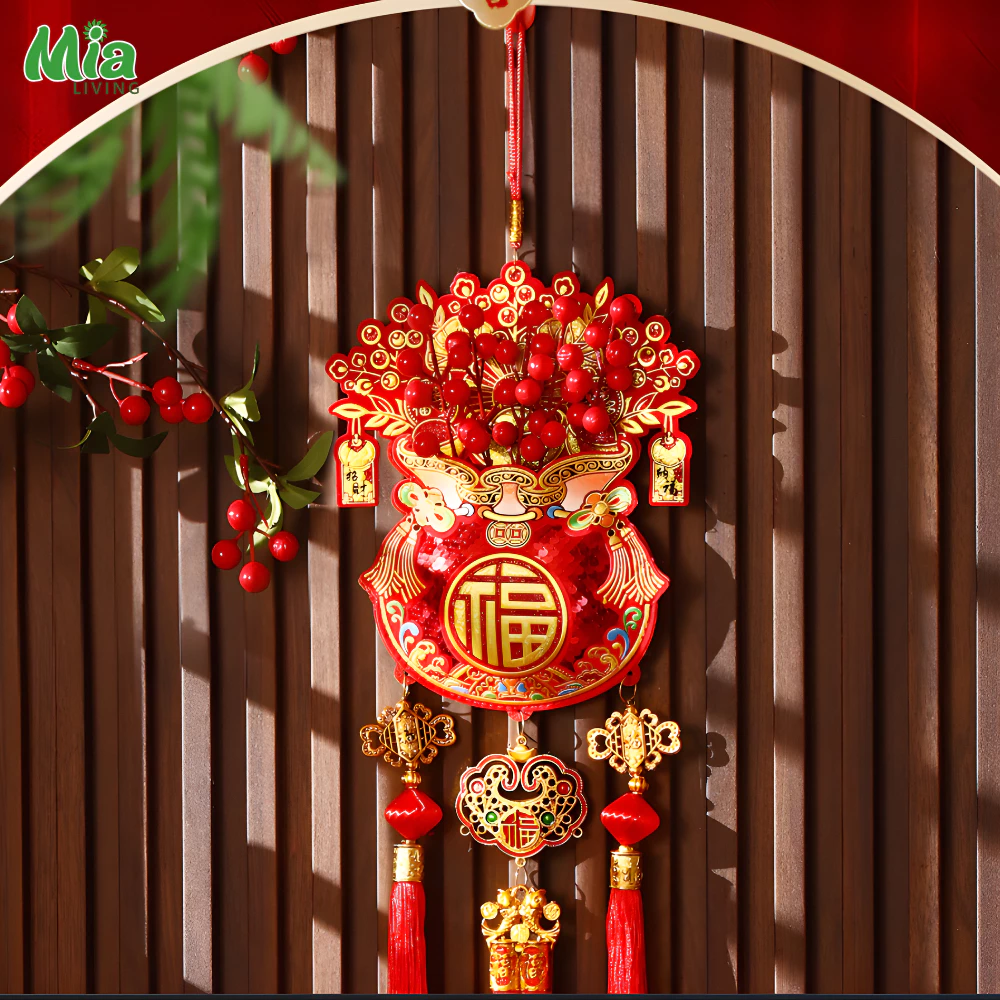 Túi May Mắn Năm Mới 2026 Chữ Phúc, Dây Treo Trang Trí Cửa, Phòng Khách Cỡ Lớn Cho Tết Nguyên Đán MIA