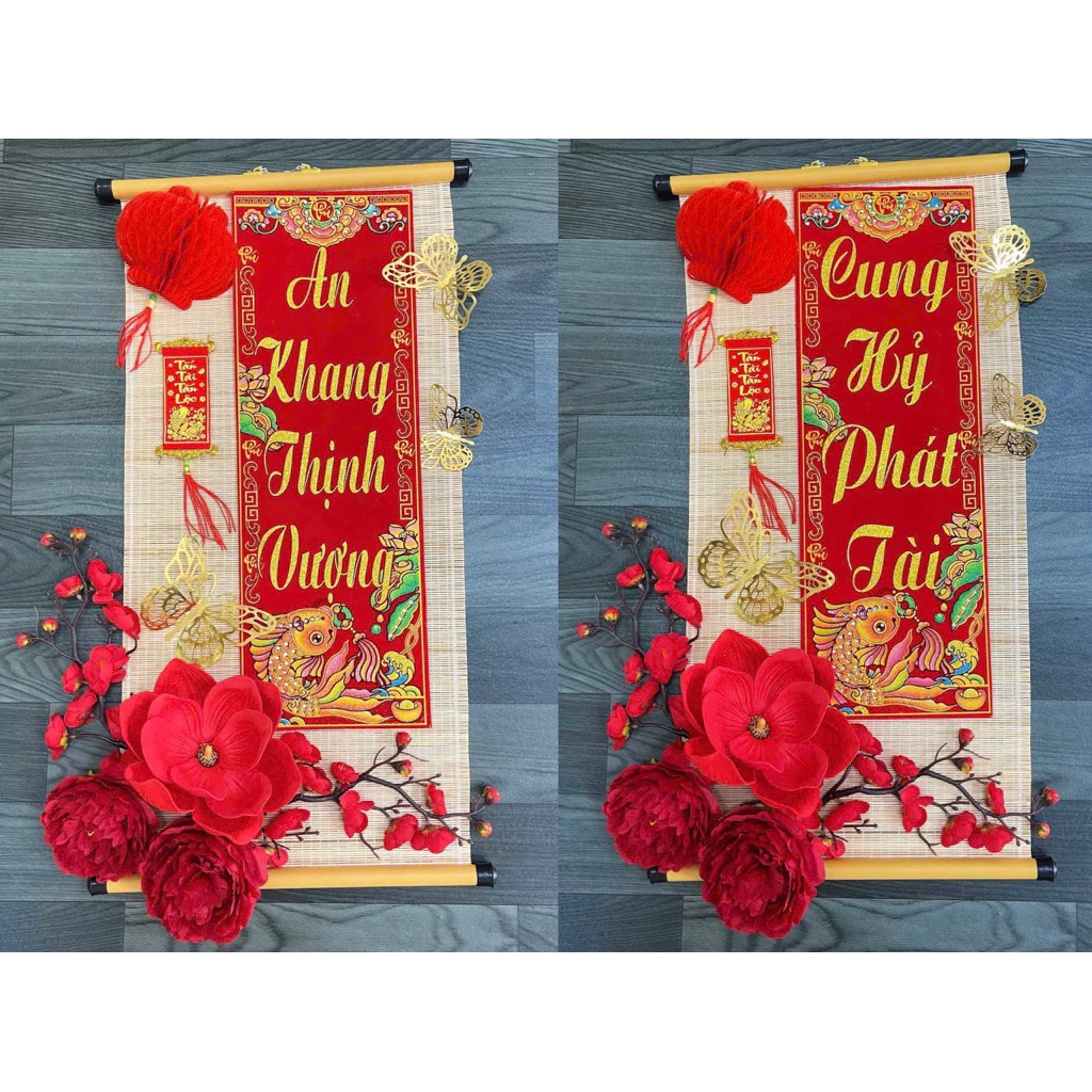 Các Dải câu đối tết, cặp dây treo nhung đỏ , Trang trí tết , decor tết nguyên đán - 6