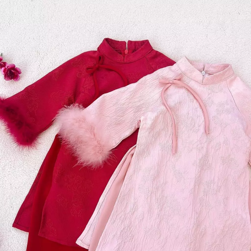 Áo dài GIAI Ý cho bé gái 8-30kg tặng bờm ngọc trai - B131