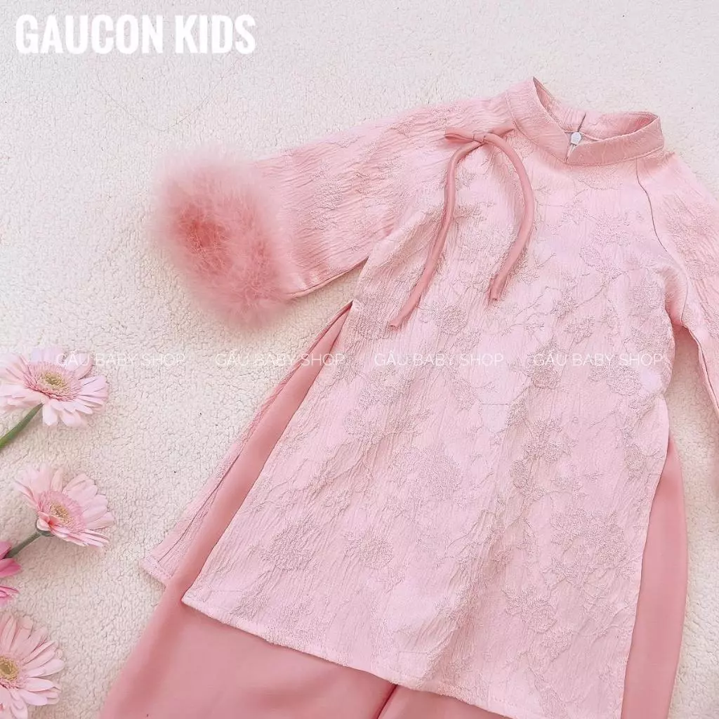 Áo dài GIAI Ý cho bé gái 8-30kg tặng bờm ngọc trai - B131 - 2
