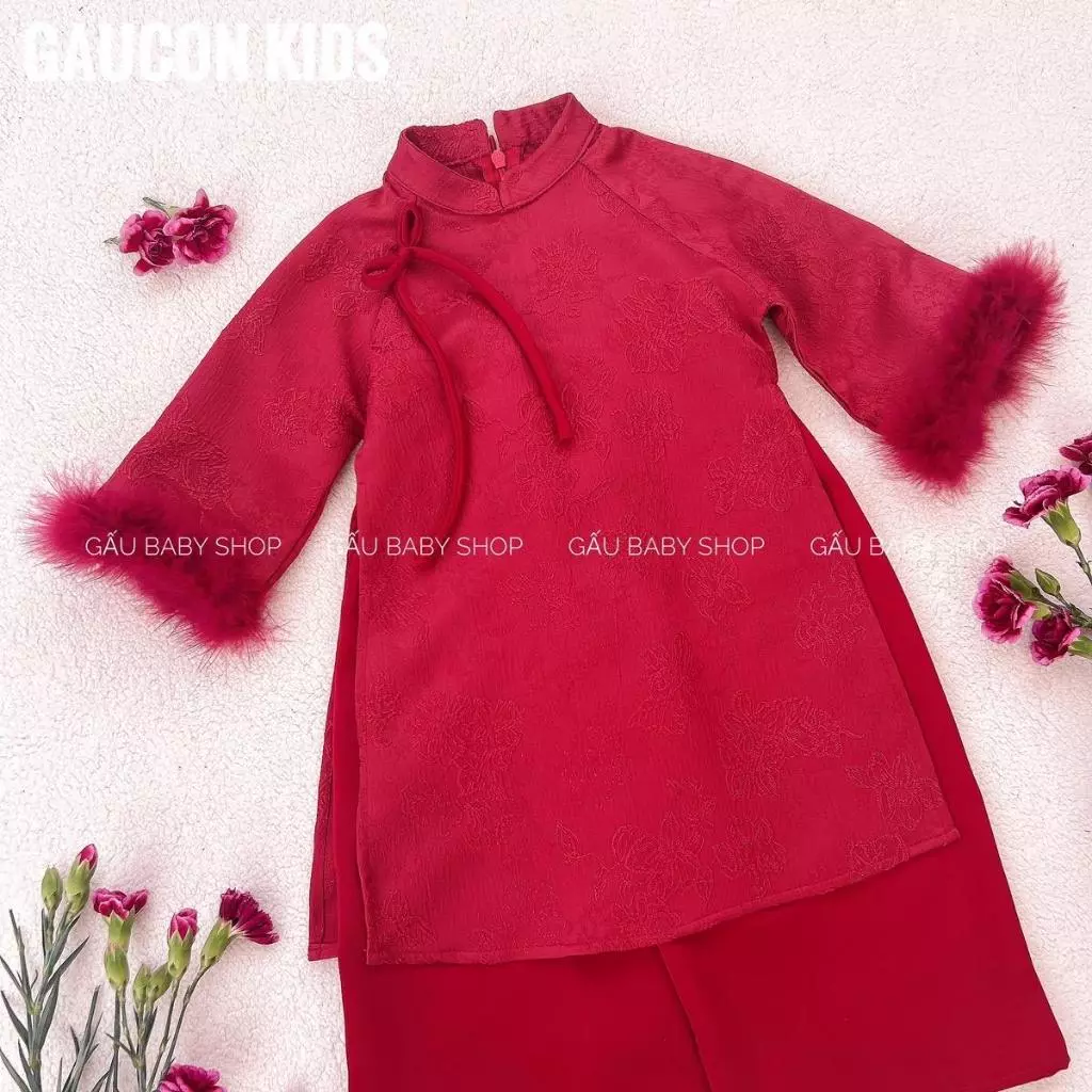 Áo dài GIAI Ý cho bé gái 8-30kg tặng bờm ngọc trai - B131 - 3