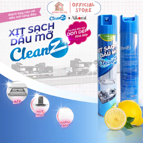 Bình xịt tẩy dầu mỡ nhà bếp CleanZ 450ml làm sạch vết bẩn cứng đầu trên xoong, nồi chiên, tường gạch, lưới máy hút mùi - 2
