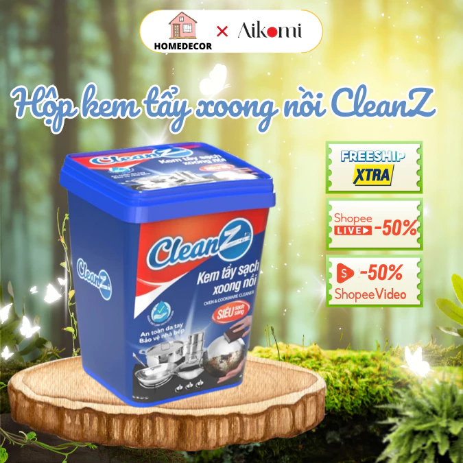 Hộp kem tẩy xoong nồi CleanZ 500g, kem tẩy rửa đa năng, đánh bay mọi cặn bẩn, ố vàng, làm trắng xoong nồi nhà bếp