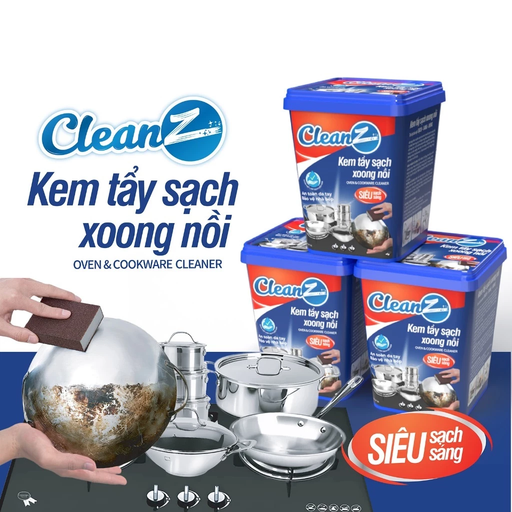 Hộp kem tẩy xoong nồi CleanZ 500g, kem tẩy rửa đa năng, đánh bay mọi cặn bẩn, ố vàng, làm trắng xoong nồi nhà bếp - 3
