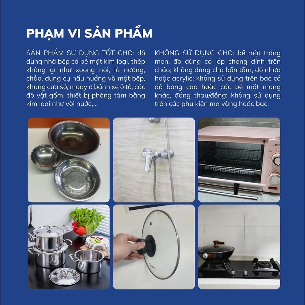 Hộp kem tẩy xoong nồi CleanZ 500g, kem tẩy rửa đa năng, đánh bay mọi cặn bẩn, ố vàng, làm trắng xoong nồi nhà bếp - 5