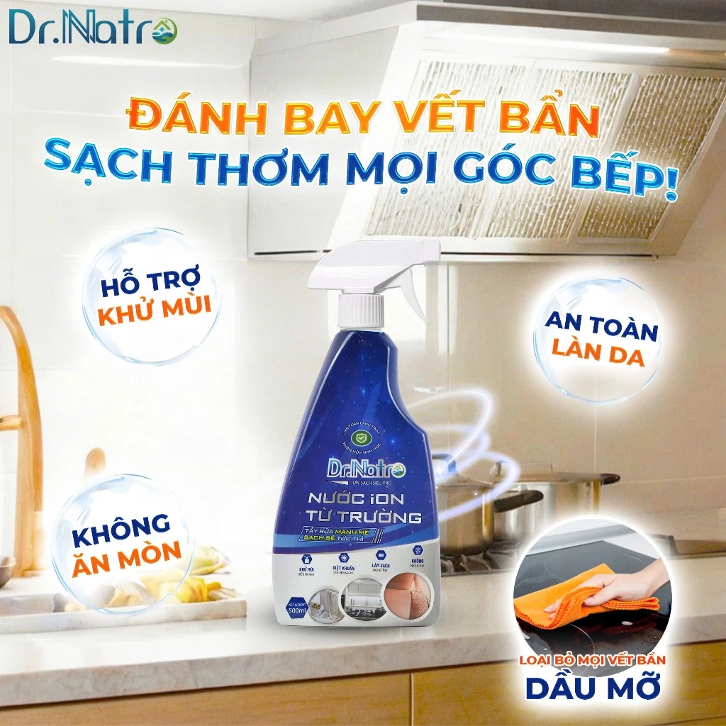 Chai tẩy đa năng Dr.Natro 500ml.Tẩy Sạch Mọi Vết Bẩn Trên Các Bề Mặt tặng 1 miếng chà nhám