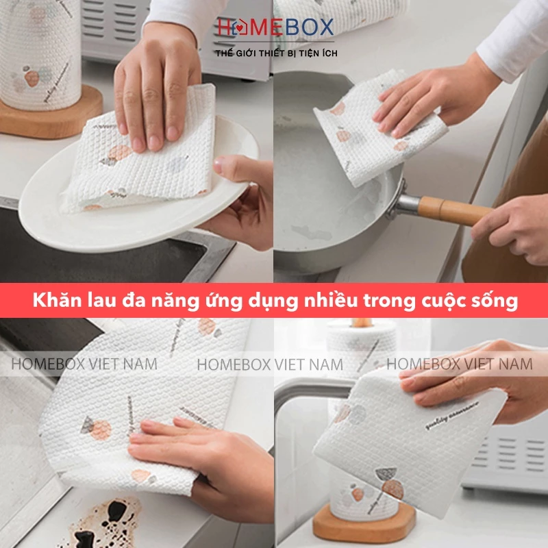 Cuộn 40 Tờ giấy lau nhà bếp đa năng có thể tái sử dụng nhiều lần, Khăn giấy lau đa năng tiện dụng - 5
