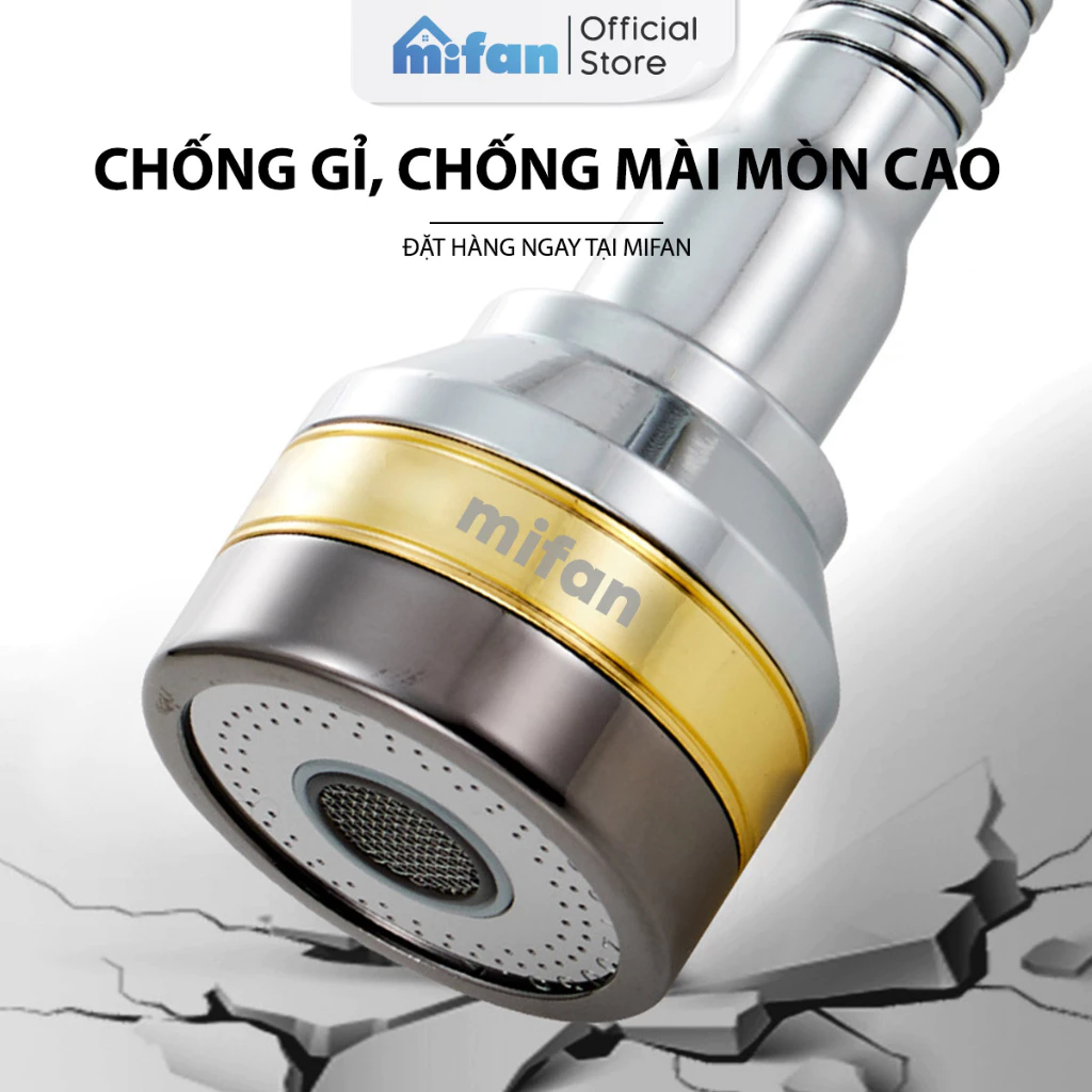 Đầu vòi rửa bát tăng áp đồng thau inox 304 cao cấp Mifan - 3 Chế độ phun cực mạnh, xoay 360 - Sử dụng cho bồn rửa chén - 4