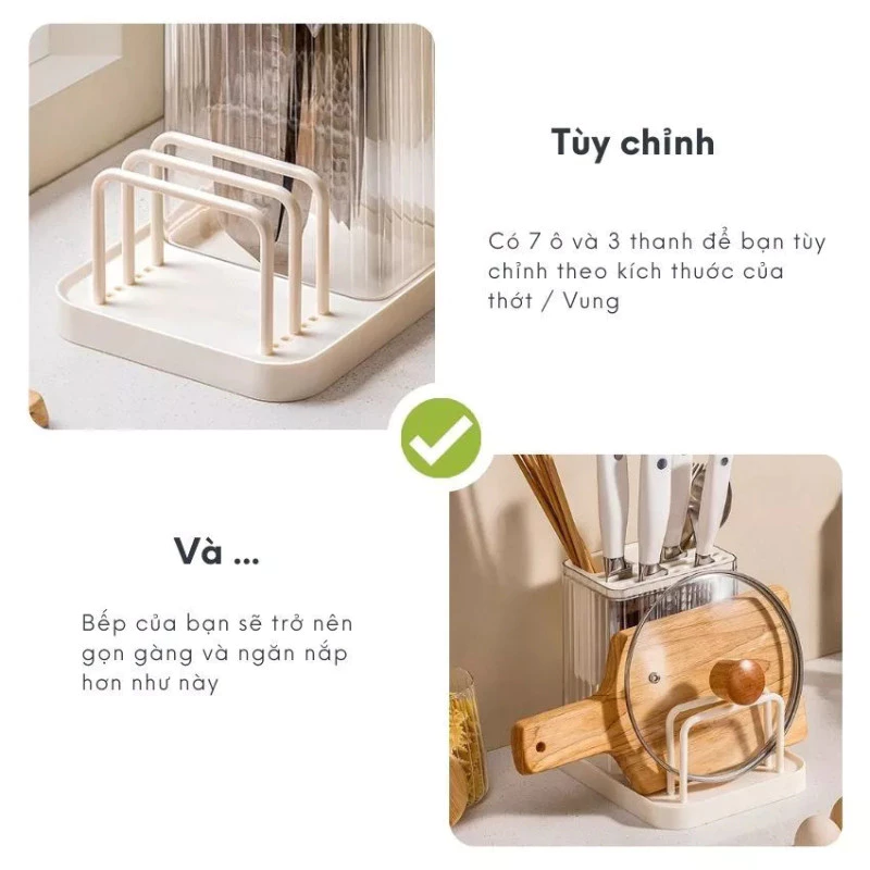 Hộp Đựng Dao Kéo, Kệ Đựng Dao Thớt Phòng Bếp KooBee Có Khay Thoát Nước Thông Minh | 197 - 4