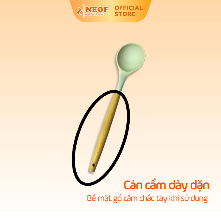 Vá canh silicon Silicon Tay Cầm Gỗ Tiện Dụng NEOF Cao Cấp Bảo Vệ Chảo Chống Dính An Toàn Sức Khỏe - 4