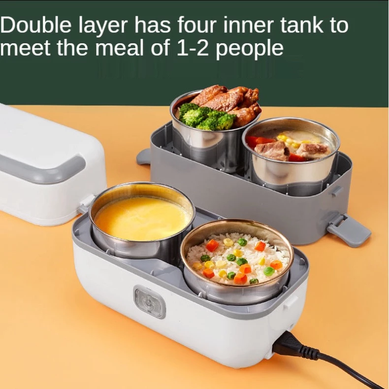 Hộp đựng cơm cắm điện 3 tầng Bear cao cấp, hộp cơm giữ nhiệt văn phòng tự nấu chín thức ăn ruột inox hàng hiệu - HC2 - 6