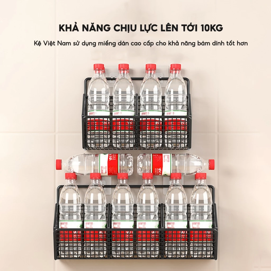 Kệ Đựng Gia Vị Dán Tường Không Khoan Đục, Giỏ Đựng Hành Tỏi Đồ Dùng Nhà Bếp Thép Sơn Chống Rỉ - 4