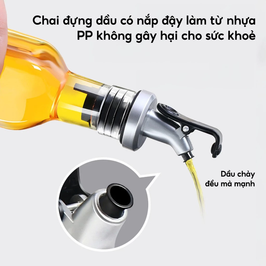 COMBO 3 Chai Đựng Dầu Ăn Thuỷ Tinh Có Vòi Rót, Bình Đựng Nước Mắm Gia Vị Vuông 500ml Tiện Lợi - 6