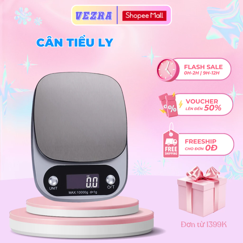 Cân Tiểu Ly Điện Tử Nhà Bếp Mini MEGUN Định Lượng 1g-10kg, Cân Tiểu Li Làm Bánh Độ Chính Xác Cao