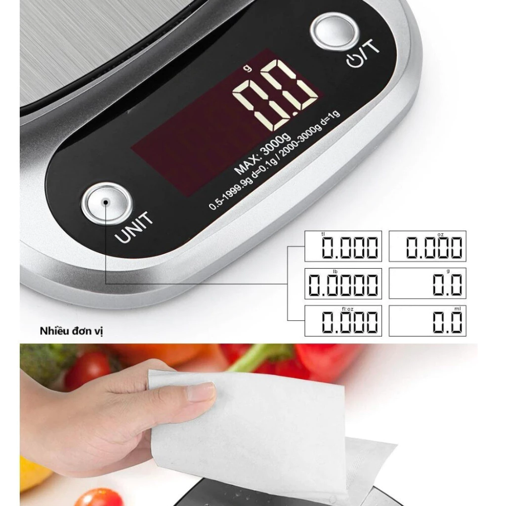 Cân Tiểu Ly Điện Tử Nhà Bếp Mini MEGUN Định Lượng 1g-10kg, Cân Tiểu Li Làm Bánh Độ Chính Xác Cao - 3