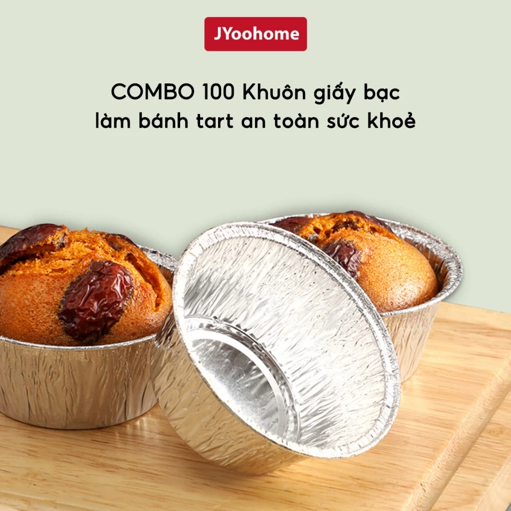 COMBO 100 Khuôn giấy bạc làm bánh tart JYoohome Bát bạc nướng hàu bánh trứng lá nhôm tiện lợi