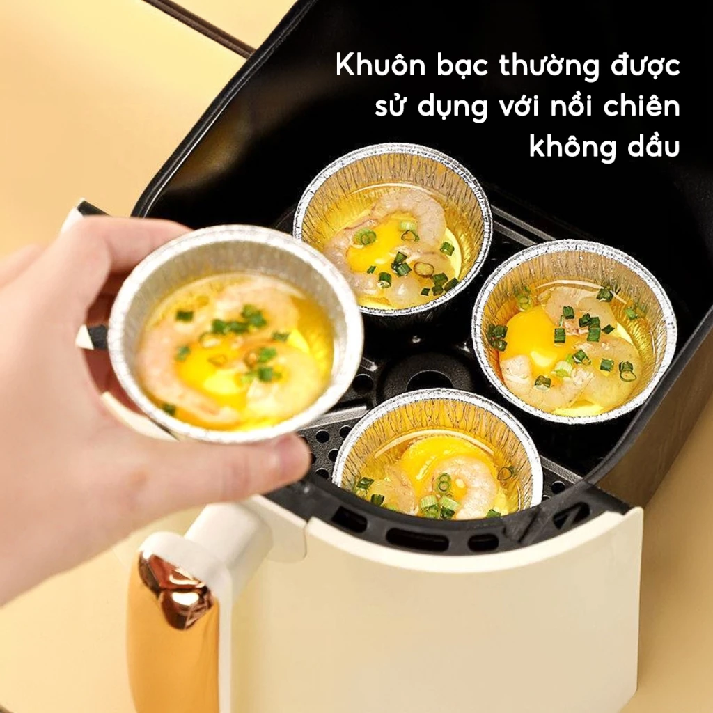 COMBO 100 Khuôn giấy bạc làm bánh tart JYoohome Bát bạc nướng hàu bánh trứng lá nhôm tiện lợi - 2