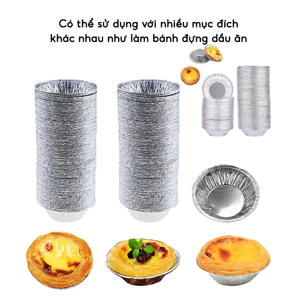 COMBO 100 Khuôn giấy bạc làm bánh tart JYoohome Bát bạc nướng hàu bánh trứng lá nhôm tiện lợi - 3