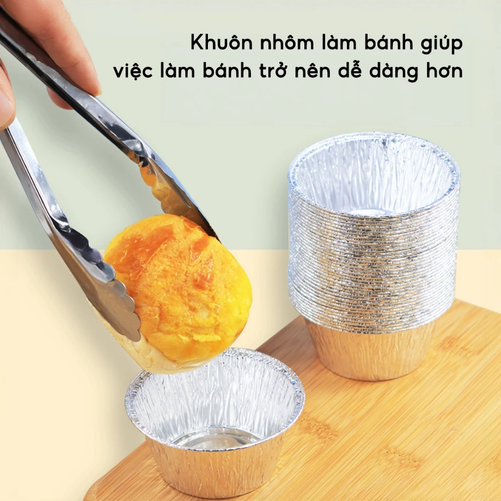 COMBO 100 Khuôn giấy bạc làm bánh tart JYoohome Bát bạc nướng hàu bánh trứng lá nhôm tiện lợi - 4