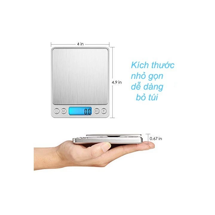Cân tiểu ly điện tử , cân điện tử nhà bếp 3kg tặng kèm khay đựng đồ và 2 viên pin AAA - C2 - 4