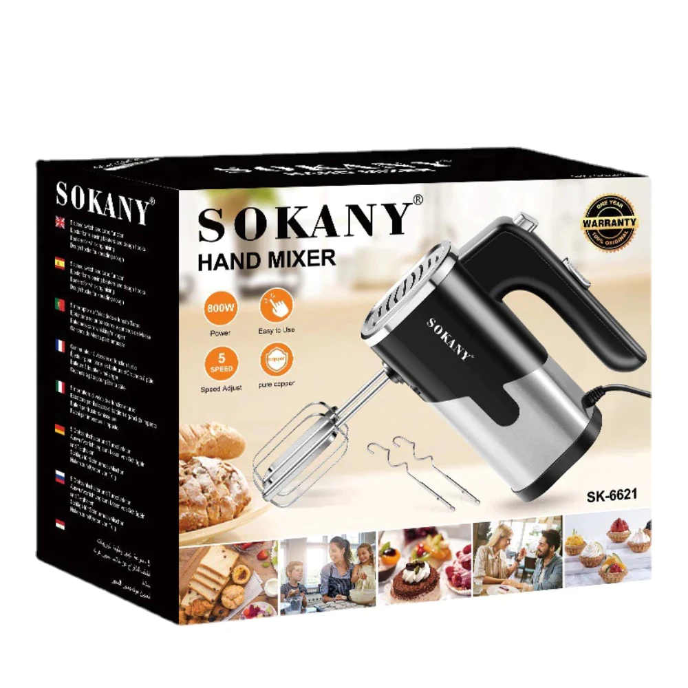 Máy Đánh Trứng Sokany SK-6621 Công Suất 800W, 5 Tốc Độ Điều Chỉnh, Tặng 4 Que Đánh Inox 304, Làm Bánh Tiện Dụng - 6