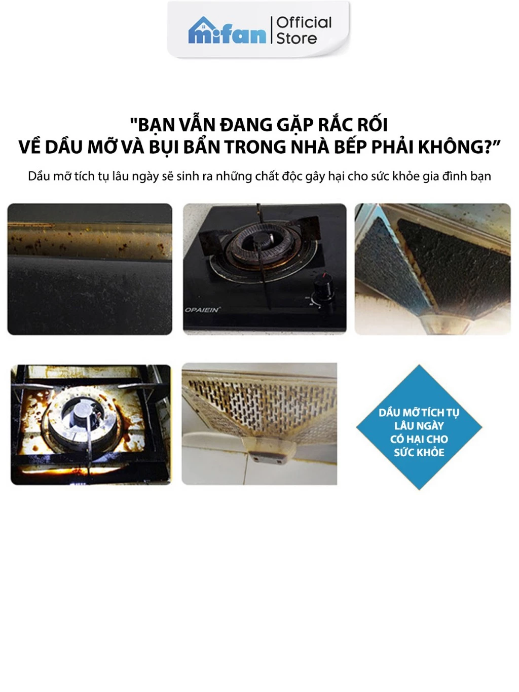 Xịt Tẩy Dầu Mỡ Nhà Bếp Mifan 500ml - Vệ sinh vết bẩn cứng đầu trên tường sàn, bếp ga, lưới máy hút mùi, xoong nồi, chảo - 2
