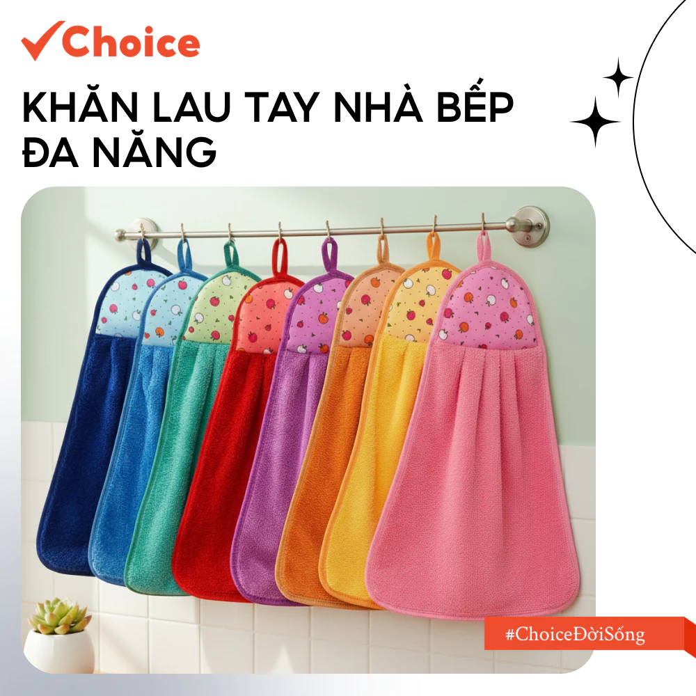 [Choice] Khăn Lau Tay Nhà Bếp XNK62 Có Móc Treo Tiện Lợi, Đa Năng