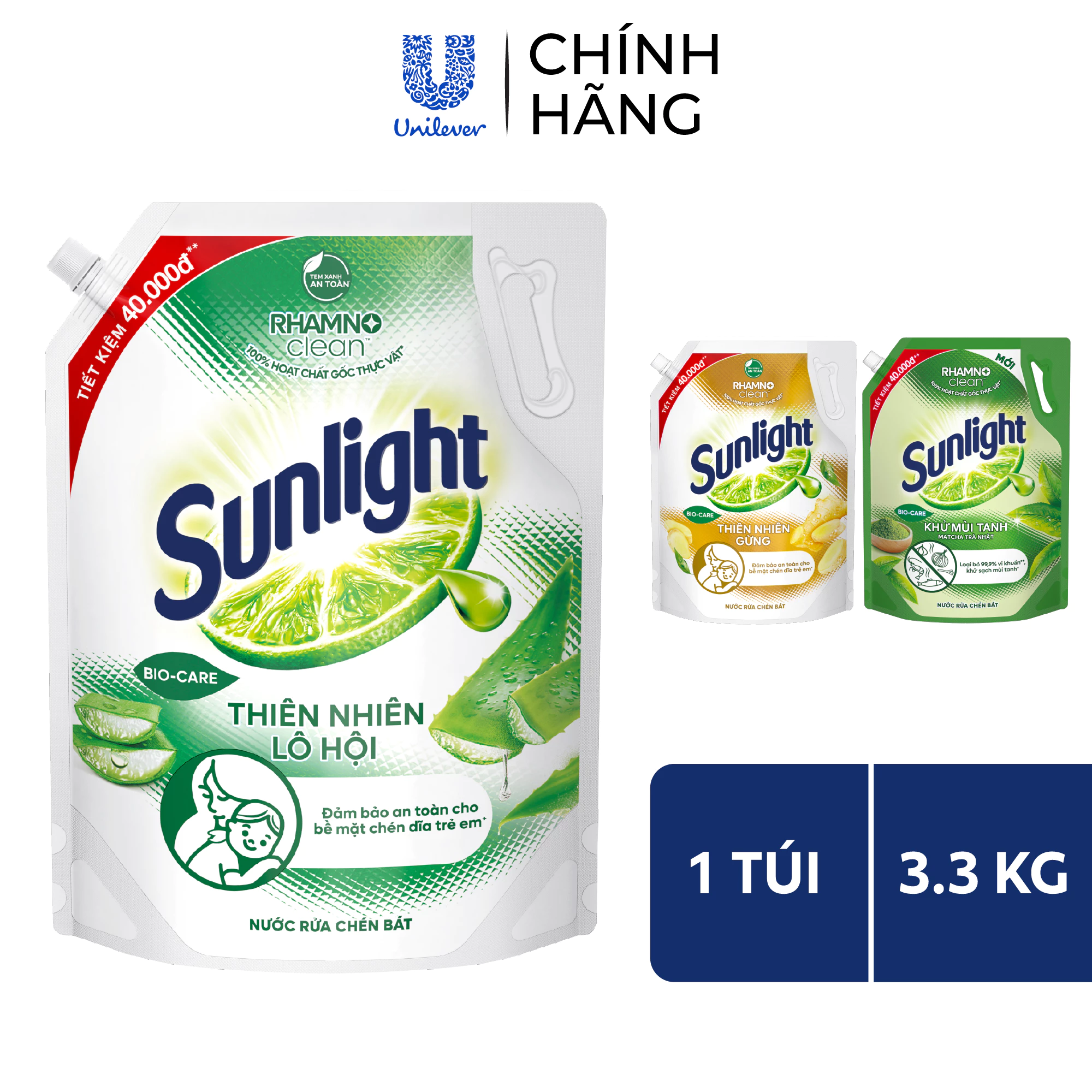 Nước rửa chén Sunlight Bio-care với thành phần từ 100% tự nhiên Túi 3.3kg