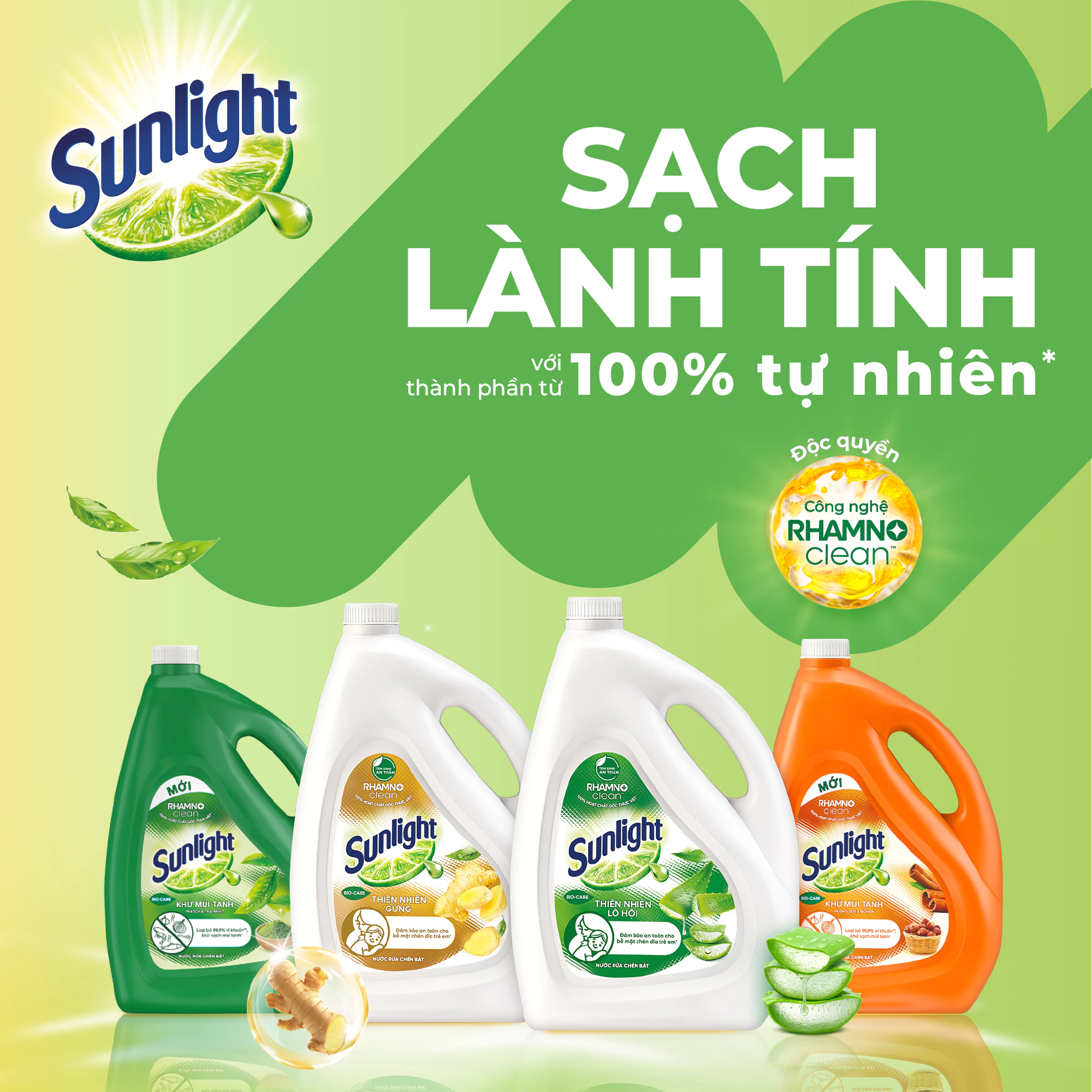 Nước rửa chén Sunlight Bio-care với thành phần từ 100% tự nhiên Túi 3.3kg - 5