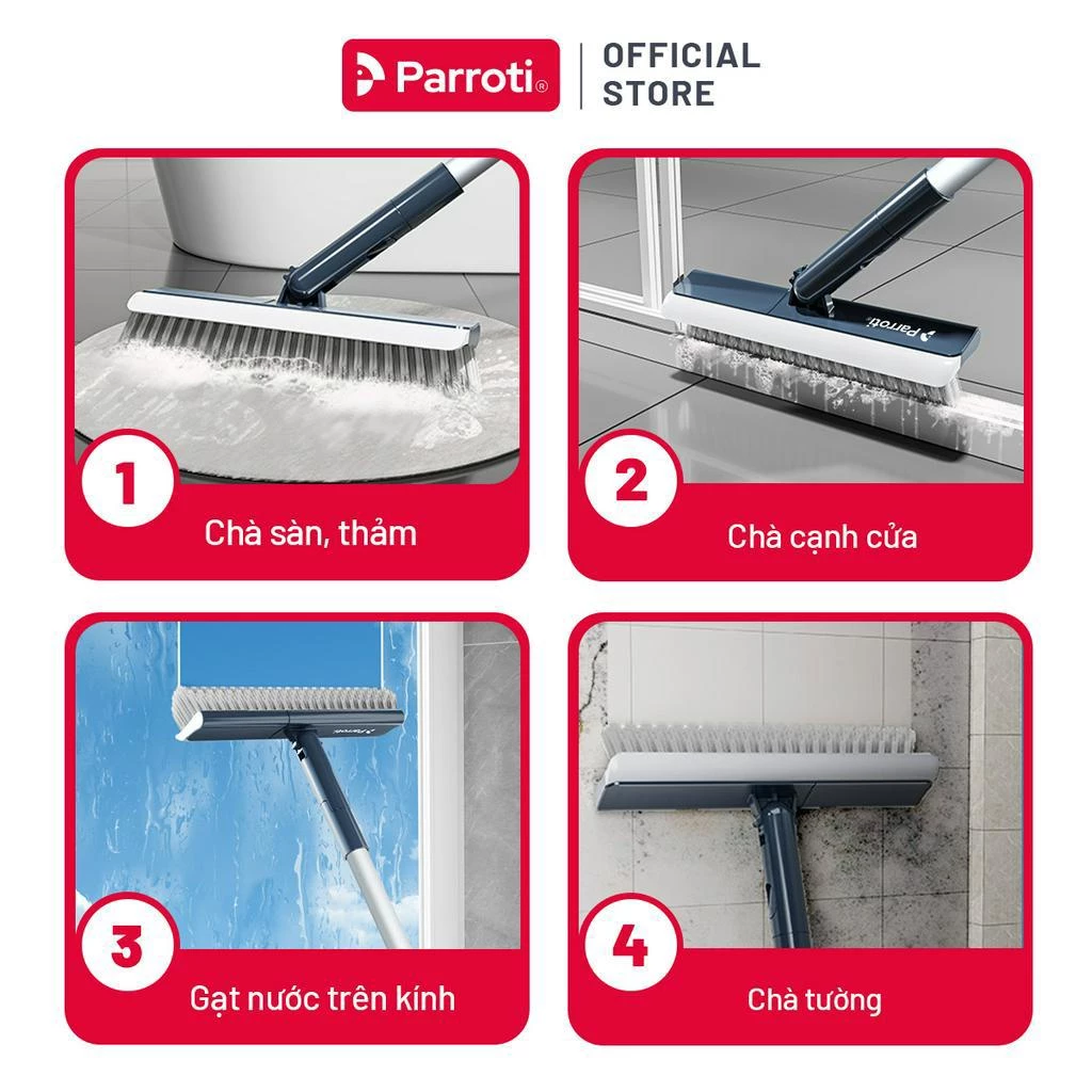 Cây chà sàn nhà tắm, chổi cọ sàn và gạt nước 2 trong 1– Parroti Easy ES04 - 3