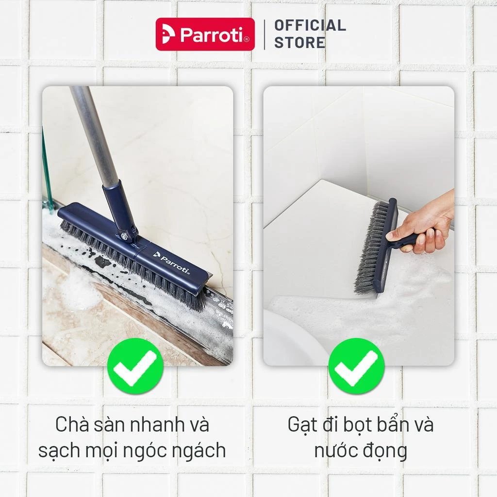 Cây chà sàn nhà tắm, chổi cọ sàn và gạt nước 2 trong 1– Parroti Easy ES04 - 5