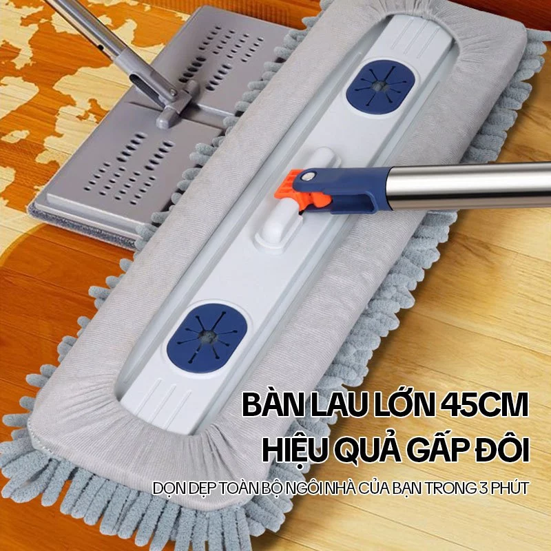 Cây Lau Nhà Tự Vắt KITIMOP CORAL, Chổi Lau Nhà Tự Vắt Thông Minh Xoay 360 Độ, 2 Miếng Lau - 2