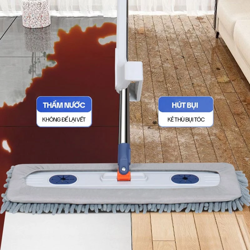 Cây Lau Nhà Tự Vắt KITIMOP CORAL, Chổi Lau Nhà Tự Vắt Thông Minh Xoay 360 Độ, 2 Miếng Lau - 3