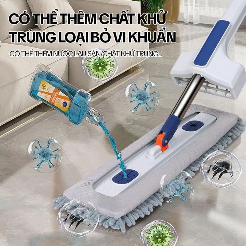 Cây Lau Nhà Tự Vắt KITIMOP CORAL, Chổi Lau Nhà Tự Vắt Thông Minh Xoay 360 Độ, 2 Miếng Lau - 4