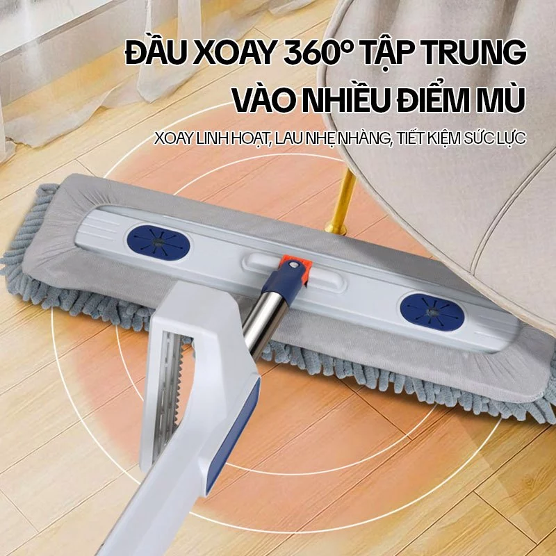 Cây Lau Nhà Tự Vắt KITIMOP CORAL, Chổi Lau Nhà Tự Vắt Thông Minh Xoay 360 Độ, 2 Miếng Lau - 5