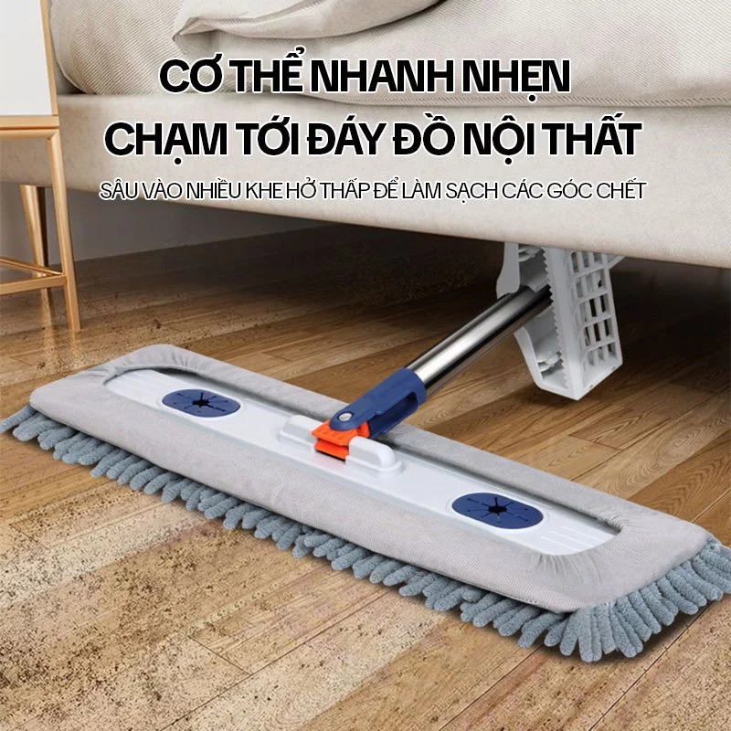 Cây Lau Nhà Tự Vắt KITIMOP CORAL, Chổi Lau Nhà Tự Vắt Thông Minh Xoay 360 Độ, 2 Miếng Lau - 6