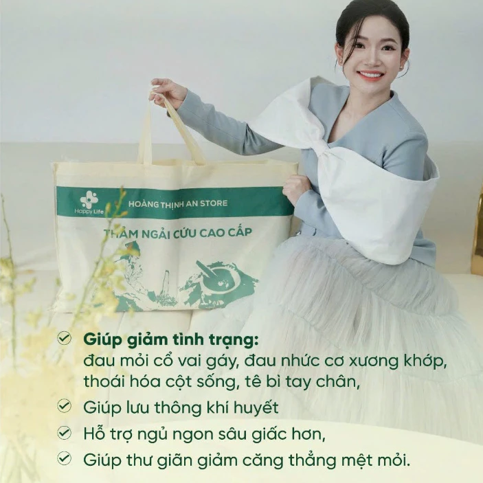 Combo Thảm Và Gối Ngải Cứu Hoàng Thịnh An Cao Cấp Chính Hãng, Thải Điện, Đệm Sưởi Ngải Cứu Đông Y - 2