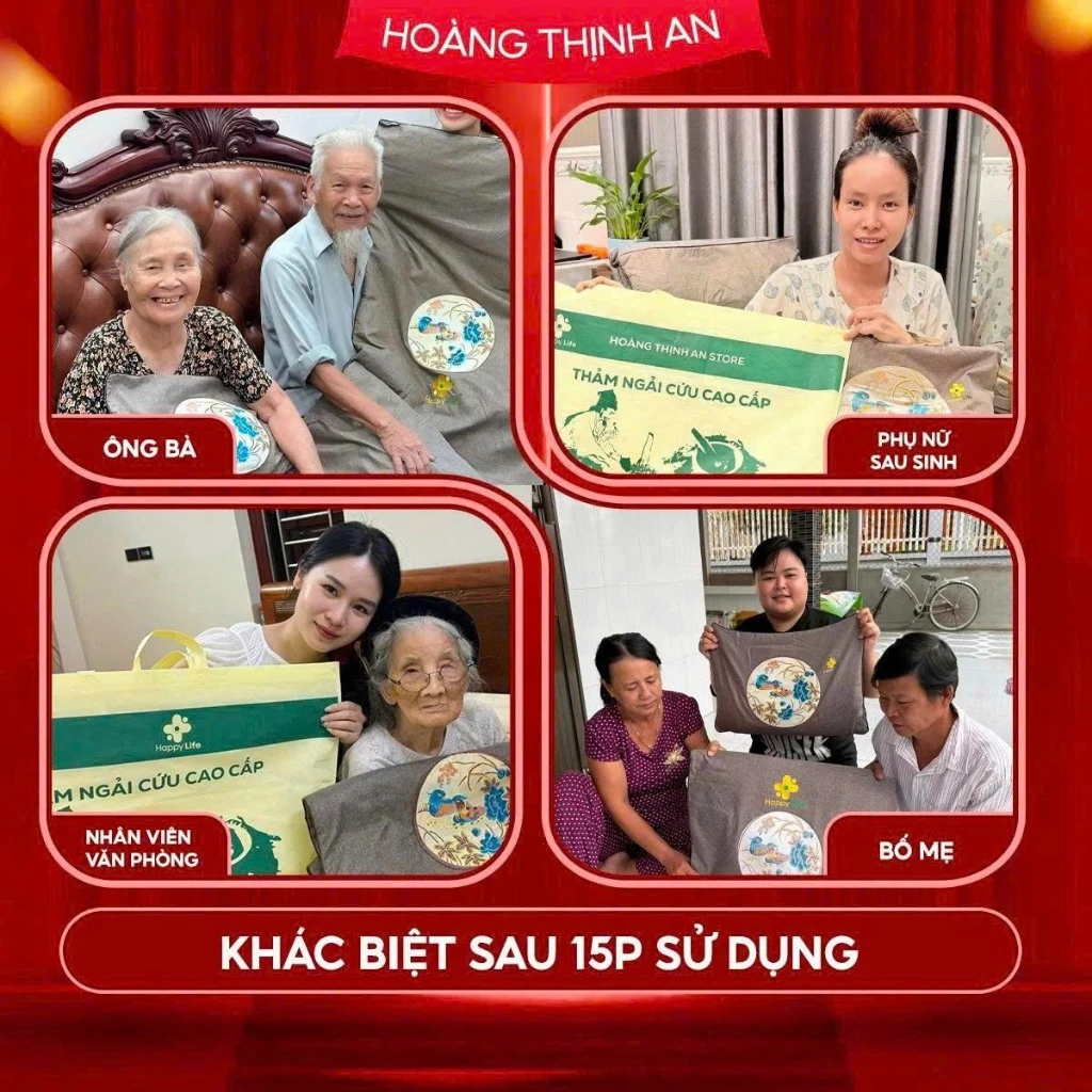 Combo Thảm Và Gối Ngải Cứu Hoàng Thịnh An Cao Cấp Chính Hãng, Thải Điện, Đệm Sưởi Ngải Cứu Đông Y - 6