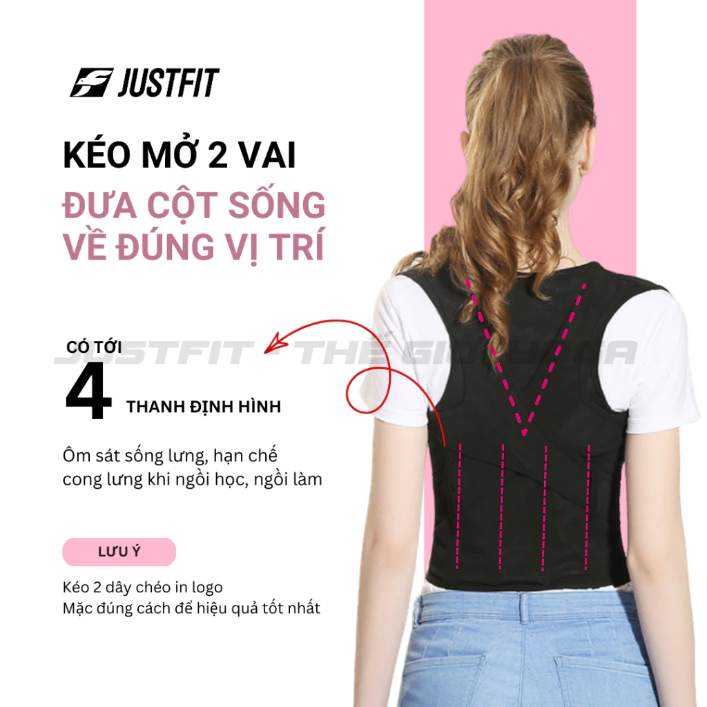 Đai chống gù lưng JUSTFIT, hỗ trợ định hình, cải thiện vóc dáng, có nẹp hỗ trợ thẳng lưng điều chỉnh dáng đi cơ thể - 3