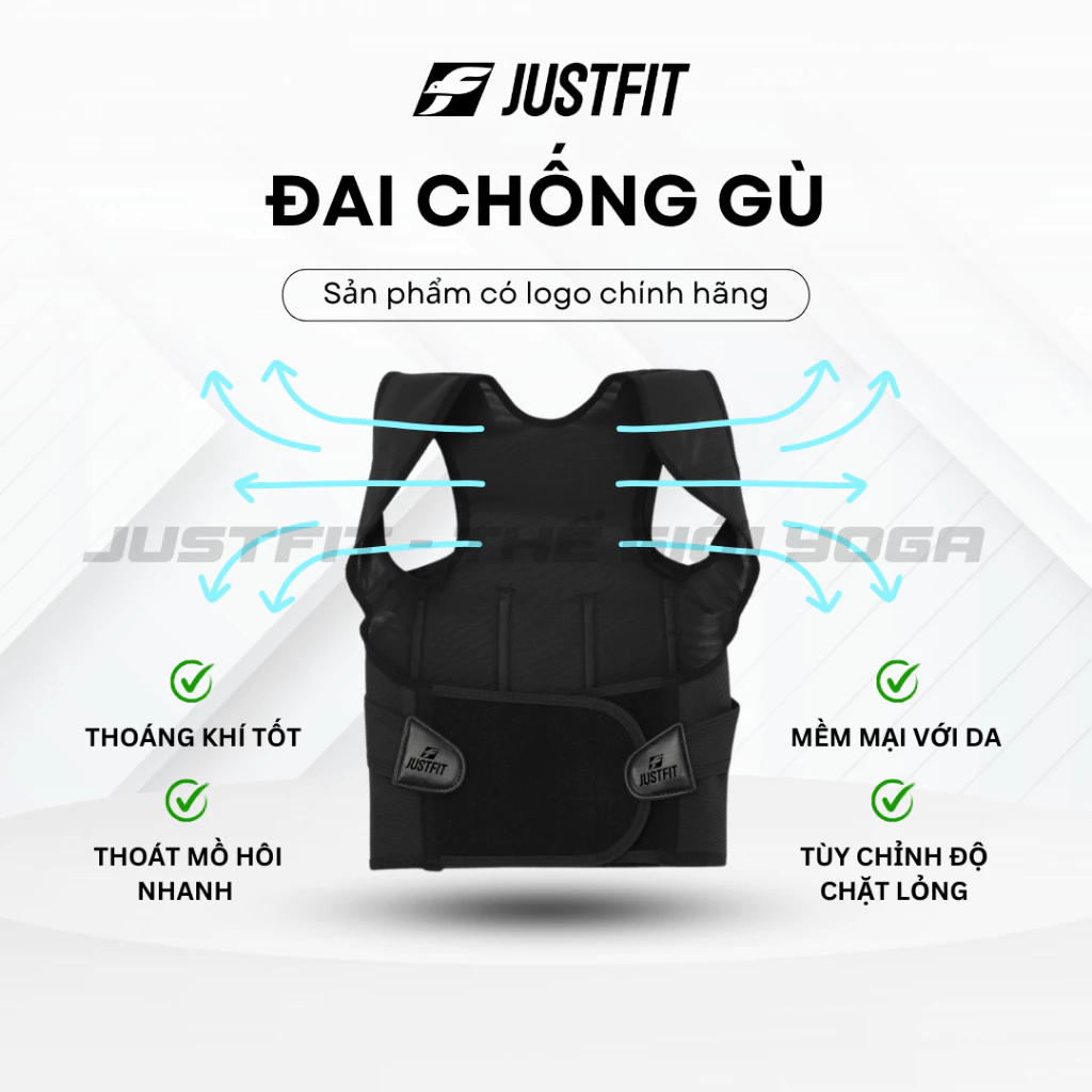 Đai chống gù lưng JUSTFIT, hỗ trợ định hình, cải thiện vóc dáng, có nẹp hỗ trợ thẳng lưng điều chỉnh dáng đi cơ thể - 4