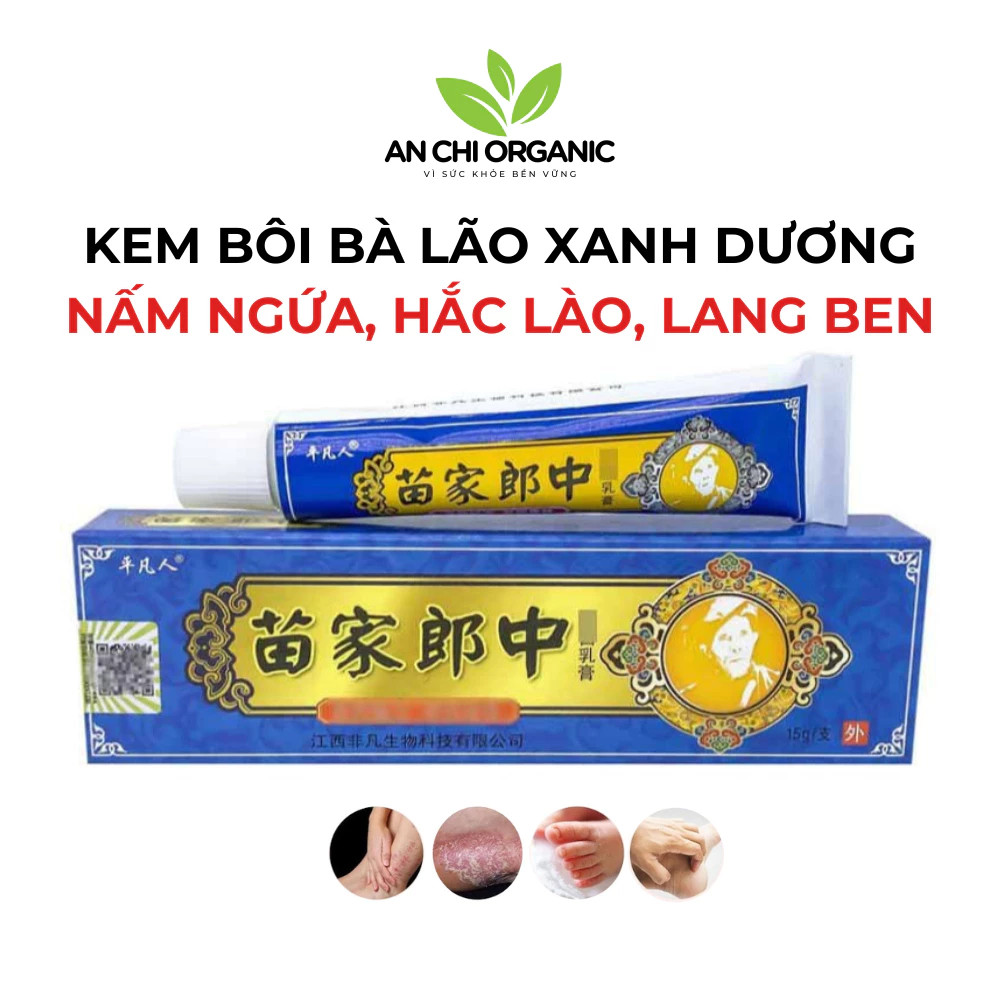 Kem Bôi Nấm Ngứa Hỗ Trợ Hắc Lào, Vẩy Nến, Á Sừng , Lang Ben Bà Lão Xanh Dương 15g An Chi Organic