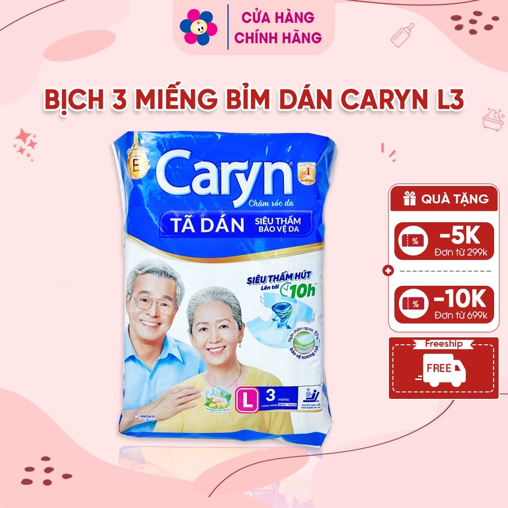 Bịch 3 Miếng Bỉm Dán Caryn Cho Mẹ Sau Sinh L3 - Tã Dán Caryn Cho Người Cao Tuổi